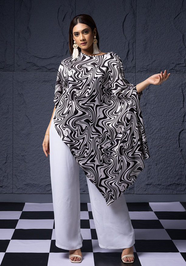 ANITTA BLACK & WHITE SATIN TOP